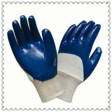 Gants enduits nitrile bleu ouvert pour le travailJRE70